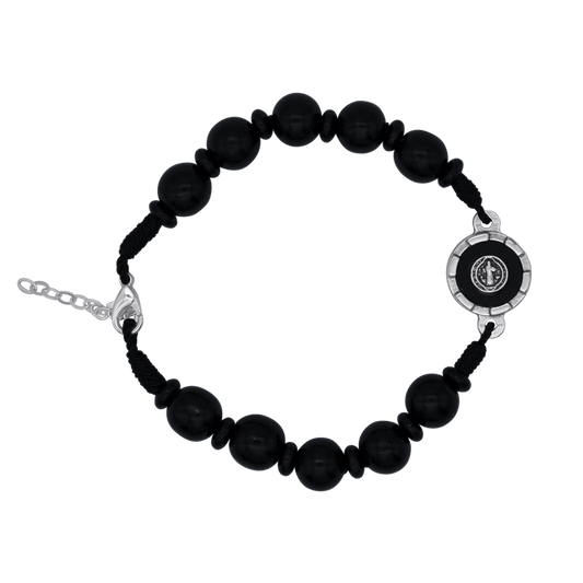 ST BENEDICT - LARGE ROSARY BRACELET - BLACK