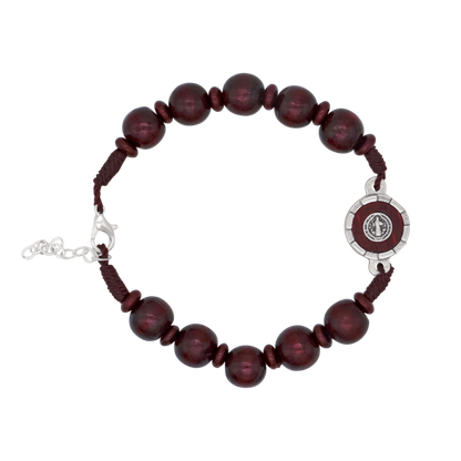 ST BENEDICT - LARGE ROSARY BRACELET - RED