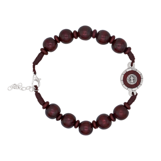 ST BENEDICT - LARGE ROSARY BRACELET - RED