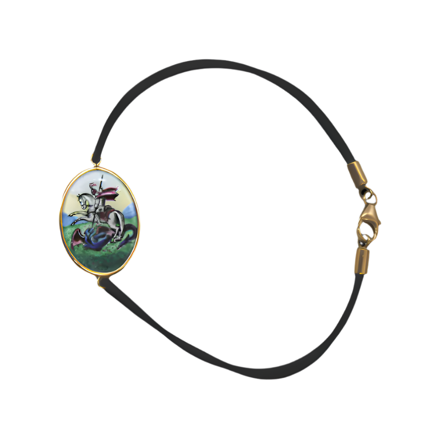 ST GEORGE BRACELET - PAINTED CERAMIC AND GOLD
