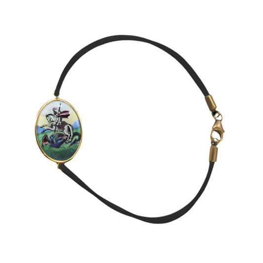 ST GEORGE BRACELET - PAINTED CERAMIC AND GOLD