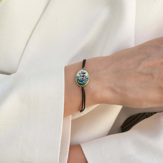 ST GEORGE BRACELET - PAINTED CERAMIC AND GOLD