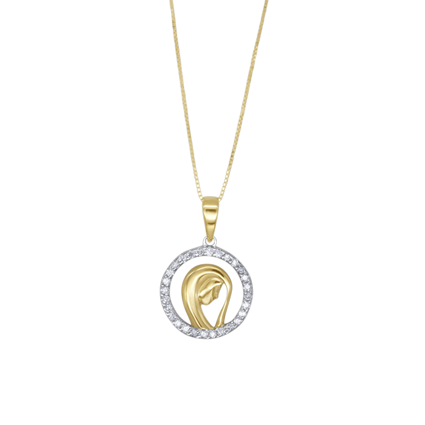 VIRGIN MARY NECKLACE - GOLD AND DIAMONDS