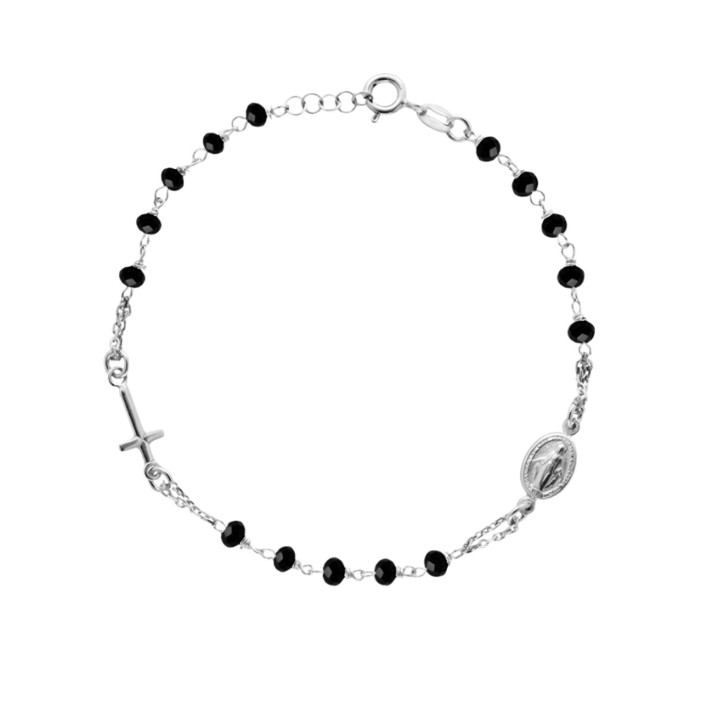 MIRACULOUS MEDAL AND CROSS - BRACELET - SILVER