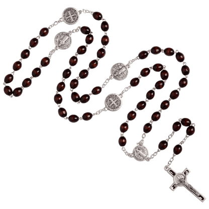 SAINT BENEDICT - WOODEN ROSARY - METAL