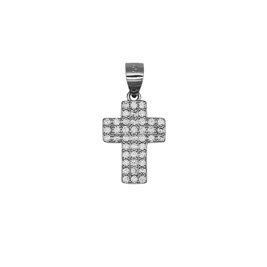CROSS PENDANT - SILVER AND PAVÉ