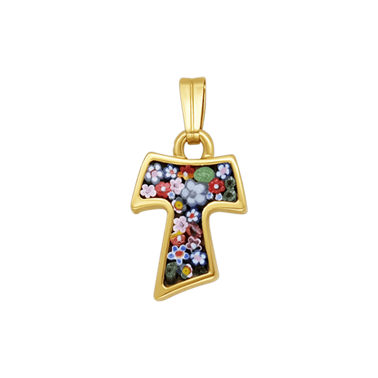 TAU PENDANT - MICROMOSAIC JEWELRY - GOLDEN METAL