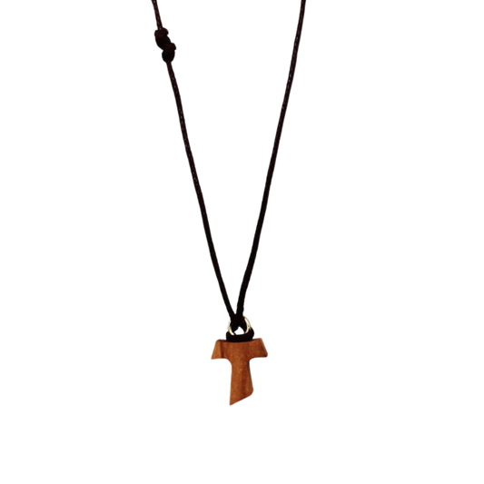 TAU CROSS NECKLACE - ROPE AND WOOD