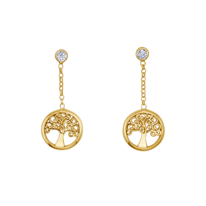 TREE OF LIFE - DANGLING EARRINGS - VERMEIL SILVER