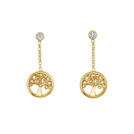 TREE OF LIFE - DANGLING EARRINGS - VERMEIL SILVER