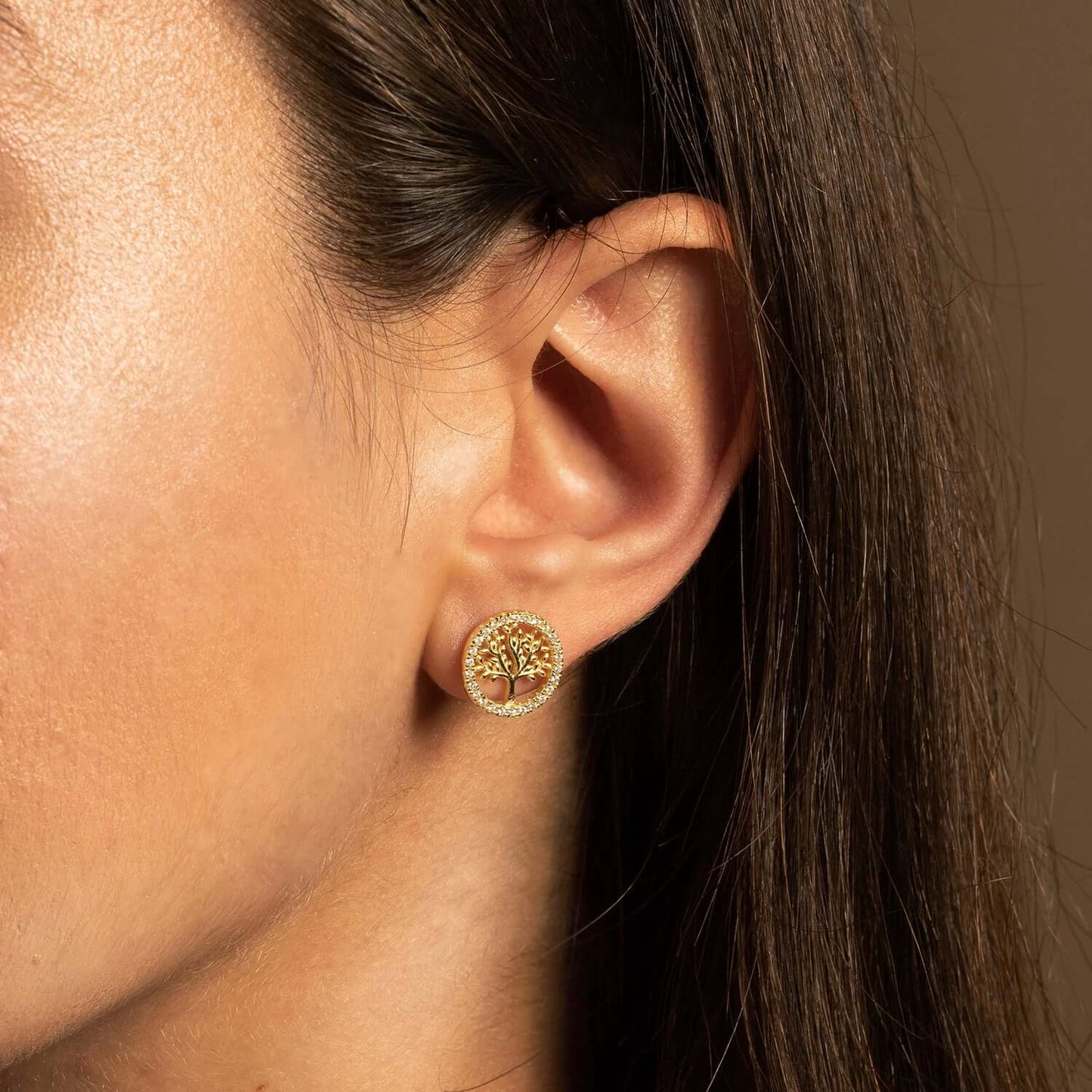 TREE OF LIFE - EARRINGS - VERMEIL SILVER AND ZIRCONIA