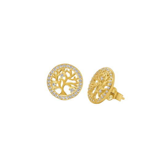 TREE OF LIFE - EARRINGS - VERMEIL SILVER AND ZIRCONIA