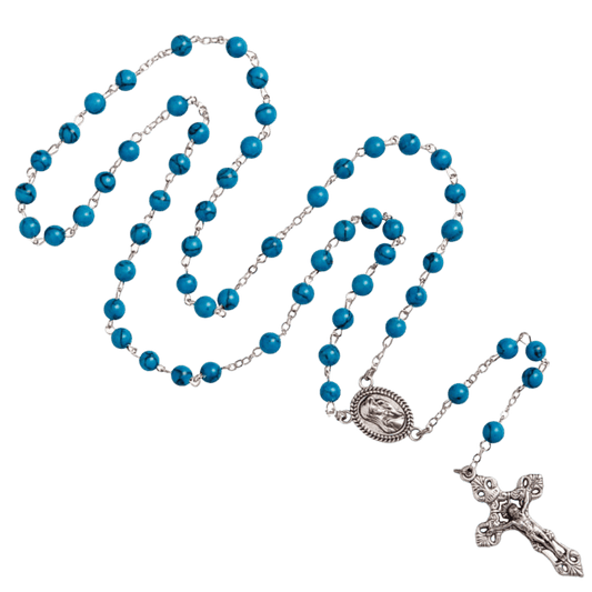 TURQUOISE ROSARY - METAL