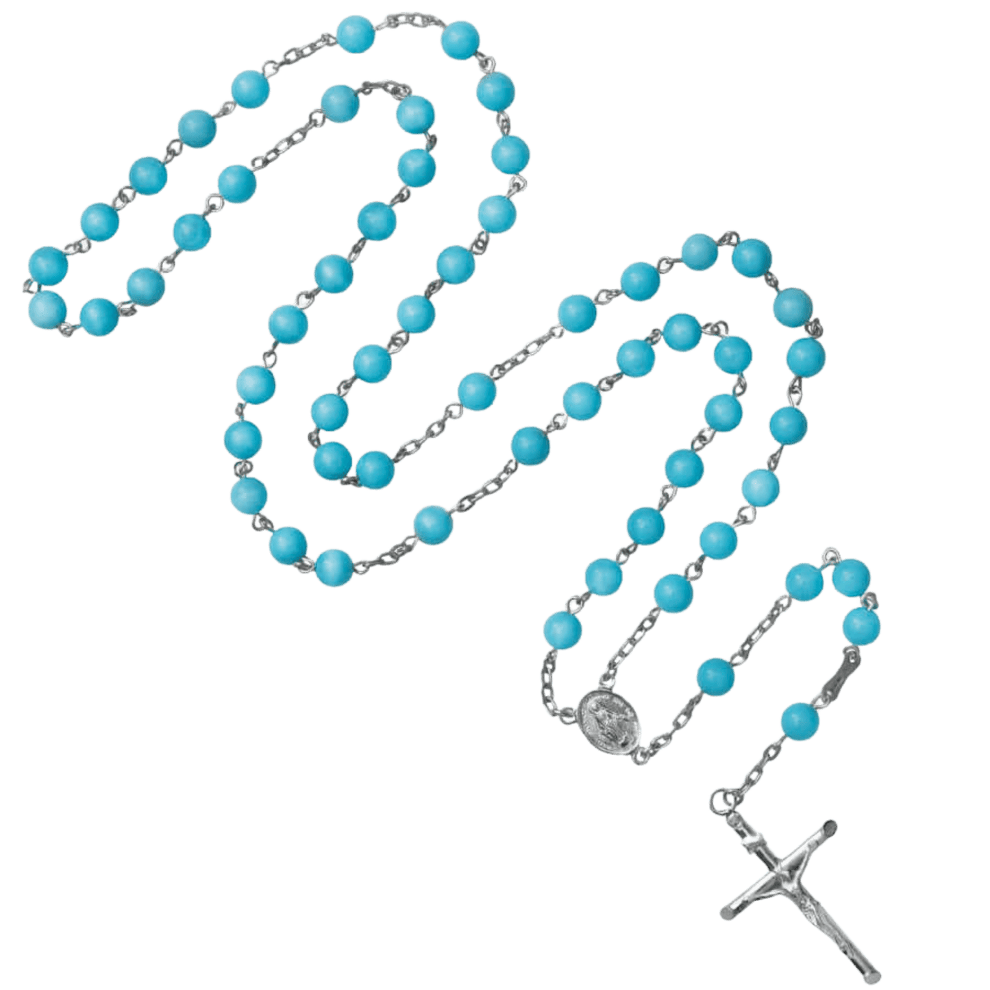 TURQUOISE ROSARY - SILVER