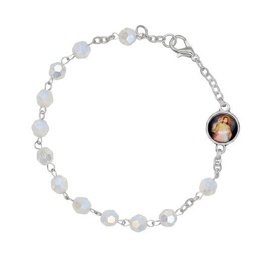 CRYSTAL ROSARY BRACELET - METAL