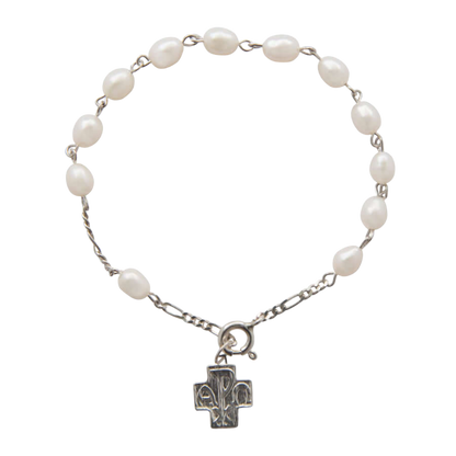 PEARL ROSARY BRACELET - SILVER