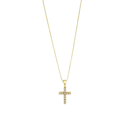 CROSS DIAMOND NECKLACE - GOLD