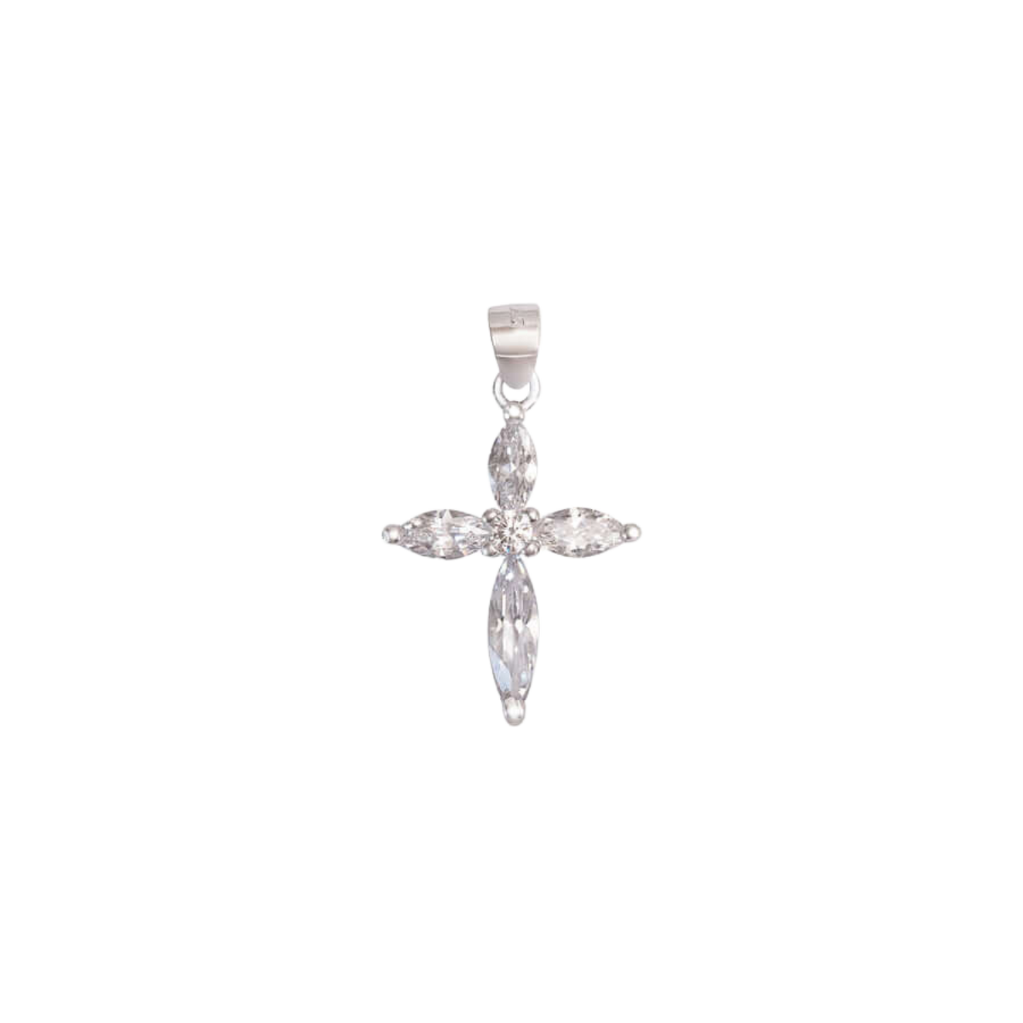 ZIRCONIA CROSS PENDANT - SILVER