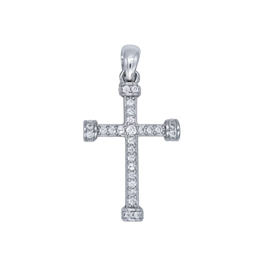 CROSS PENDANT - SILVER AND ZIRCONIA